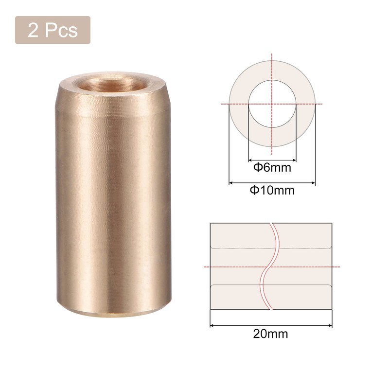 sourcing map Sleeve Bearings 6mm Bore 10mm OD 20mm Length