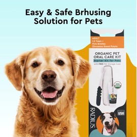 Radius USDA Organic Dental Solutions All Ages Dog Dental Kit 1 Unit, 1 Dog Toothbrush, 1 0.8oz Toothpaste, & 1 Travel Case, Firm Bristle & Non Toxic Toothpaste for Dogs