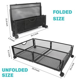 Kmise 4 pcs Underbed Storage With Wheels,Metal Under Bed Storage Containers For Bedroom Clothes Blankets Toy Book Bedding Shoes Storage Organizer