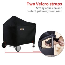 Jiesuo BBQ Grill Cover for Weber Performer Deluxe Charcoal: Heavy Duty Waterproof 22 Inch BBQ Cover for Weber Performer Charcoal Grills