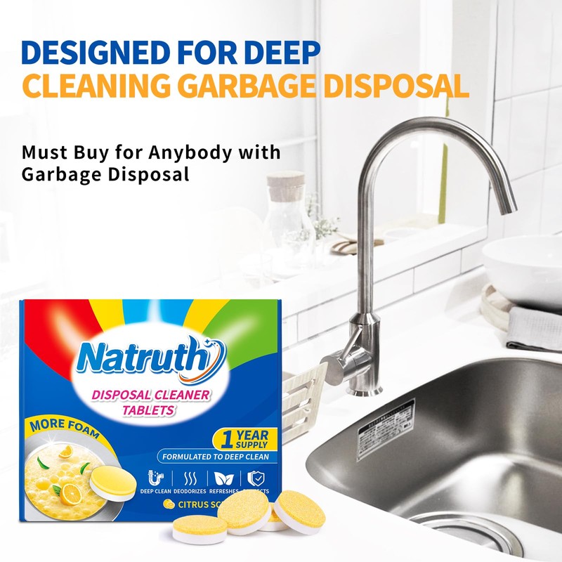 NATRUTH Garbage Disposal Cleaner Tablets - 24 Count - Lemon