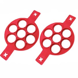 Flip N Cook Silicone Pancake Mold, Flip'n'cook Pancake, Flip and Cook Pancake Maker, Flip and Cook Silicone Pancake Maker, Flip'n'cook Silicone Pancake Mold (2-Red-Round)