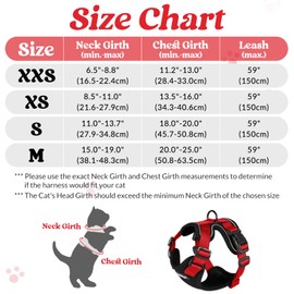 rabbitgoo Cat Harness and Leash for Walking, Escape Proof Soft Adjustable Vest Harnesses for Cats, Easy Control Breathable Reflective Strips Jacket, Black & Red, M
