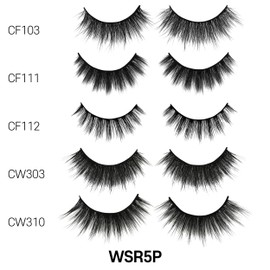 Laflare 3D Cashmere False Eyelashes Multipack, Ultra Soft, Glam, Luxurious, Cruelty-Free, Reusable, Fake Eyelashes 5 Pairs Value Pack (WSRx5P)