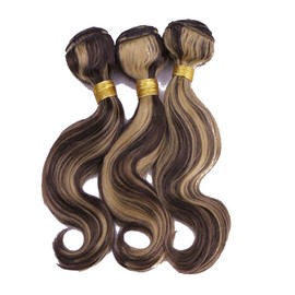 #P4/27 Highlight Bundles Highlight Body Wave Bundles Unprocessed Virgin Hair Blonde And Brown 8 10 12 Inch Double Weft Brazilian Remy Hair