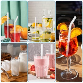 Pack of 12 Straws,Reusable Glass Straws,Glass Straws Drinking, 6 Curved Straws Glass and 6 Straight Glass Straws 15 Cm with 3 Cleaning Brushes, Suitable for Bubble Tea, Cocktail, Juices, Slush