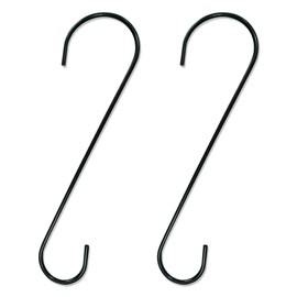 SunGrow S-Shaped Metal Tree Branch Hangers, Black Hook Stainless Steel Stakes for Bird Feeder & Baths, Plant Hanger, Outdoor Lights (2 Pcs - 12 Inches (Extra Thick))