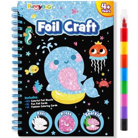 FUNNYB&G Foil Art Kids Arts & Craft Activity: Creative Travel Toy for DIY Activity, Craft Set Kids | Gift Girls 4 5 6 7 8 9 Years (Ocean)