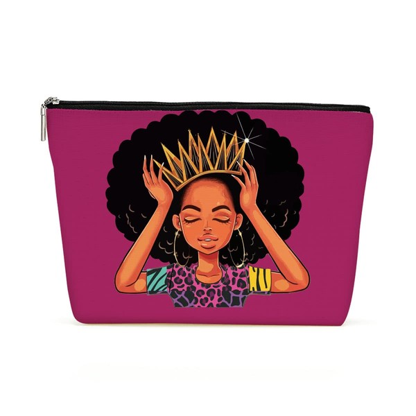 Black Girl Makeup Bag Afro Black Girl African American Cosmetic Bag Inspirational Gifts for Women Mom Sister Daughter Best Friends Bestie Coworker Birthday Graduation Friendship Christmas