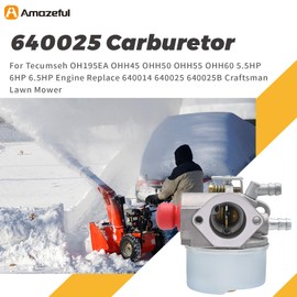 Amazeful 640025 Carburetor for Tecumseh OH195EA OHH45 OHH50 OHH55 OHH60 5.5HP 6HP 6.5HP Engine Replace 640014 640025 640025B Craftsman Lawn Mower Carb Kit with Filter