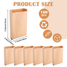 100 PCS Wax Paper Bags, Lawn Bag Brown Paper, Tampon Bags Disposal for Bathroom, 7.1 x 2.4 x 13.8 Inch Sanitary Napkin Disposal Bag Suitable for Bedroom, Toilet, Living Room (Brown)