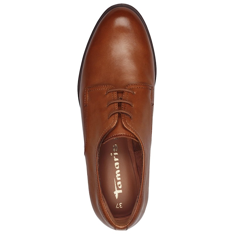 Tamaris Lace-Up Women's Block Heel, Cognac