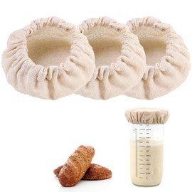 Wjelet 3PCS Sourdough Bread Starter Jar Cloth Covers, Fabric Bowl Covers, Reusable Elastic Sourdough Bread Baking Supplies, for 3-4Inches Diameter Fermenters