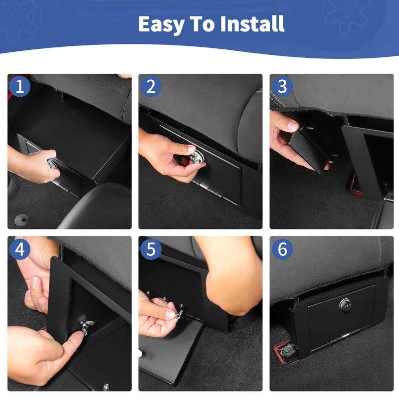 JOSHELA for Jeep JLU Under Rear Seat Safe Box with