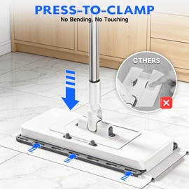 New 2-in-1 Push Clamp Lazy Mop – Hands Free Flat Mops, Quick Mopping & Sweeping, Compatible with Most Pads, Adjustable Handle, Perfect for People with Back Pain or Mobility Issues, 10 Reusable Cloths