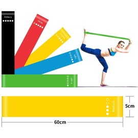 App Life Fitness Bands Set of 5 Natural Latex Elastic Resistance Bands with Italian Training Guide and Carry Bag for Crossfit, Yoga, Pilates