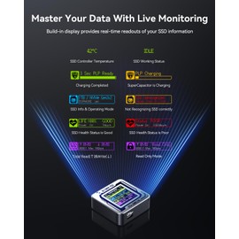 DOCKCASE Smart Pocket NVMe M2 SSD Case - 3S Power Failure Protection, SSD Housing Real-time SSD Health Detection, USB-C 3.2 Gen 2 10Gbps, Supports 2230 M.2 NVMe/PCle SSD, Up to 2TB - Black