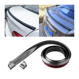 Zpana Car Rear Spoiler Roof Lip Kit, Carbon Fiber Rubber Vehicle Trunk Spoiler Trim Strip for Tailgate Bumper, Punch-Free Auto Exterior Sticker Decor Accessories, Universal Fit (Carbon Fiber)