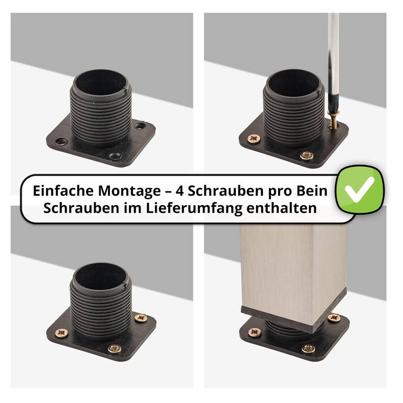 Furniture Feet, Metal Table Legs, Height Adjustable, Sofa Feet, Aluminium