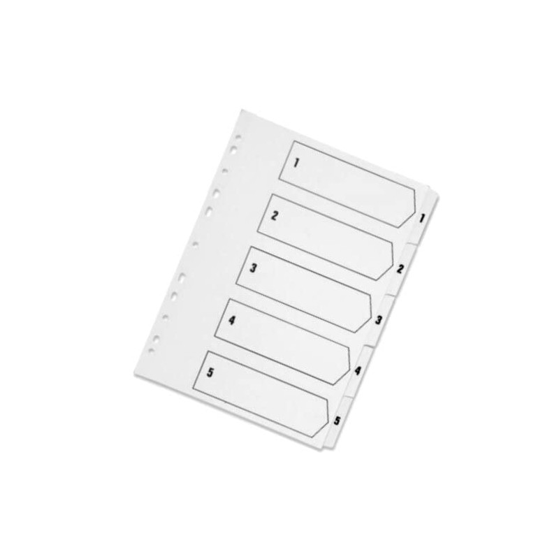 Q-Connect KF01352 Index A4 Multi-Punched 1-5 Polypropylene - White