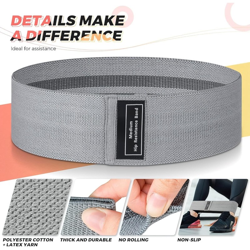 Resistance Bands for Legs and Butt, JR INTL Fabric Workout