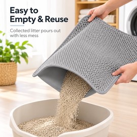 Double Layer Cat Litter Mat for Litter Boxes – Honeycomb Litter Trapper with Soft EVA Surface for Cleaner Floors