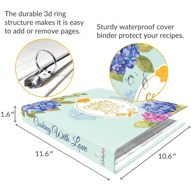 Recipe Binder 8.5x11 3 Ring, Recipe Book to Write in