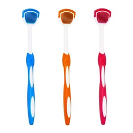 HZAOPZE Zungenbürste, Zungenschaber, Zungenreiniger, Zungenschaberbürste, Zungenbürsten, Hilft gegen schlechten Atem, 3 Zungenschaber Mundmassagebürste in Lebensmittelqualität, zufällige Farbe