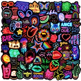 100Pcs Neon Stickers Decal, Waterproof Vinyl Stickers Pack for Bumper, Laptop, Skateboard, Water Bottle, Luggage, Phone, Graffiti Stickers for Adults