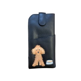Mala Leather Cockapoo Dog Ladies Wide Fitting Tab Top Glasses Case - Soft Leather by Mala (Black)