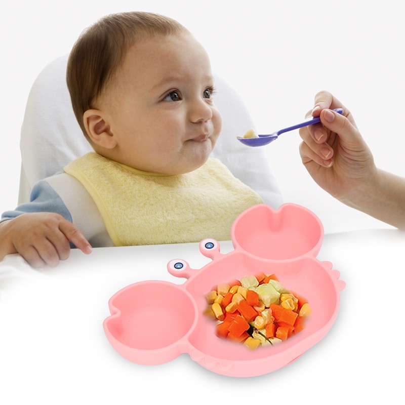 3pcs Toddler Divided Plate Set Silicone Baby Suction Plate Anti