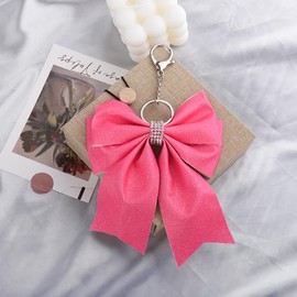 Pink Cheer Bow Keychain for Car Keys Cheer Bow Keyring for Girls Women Bag Accessories Charm for Cheerleading Gifts for Girls Bag Charms for Womens Handbags Cheer Charms for Cheerleader Accessories