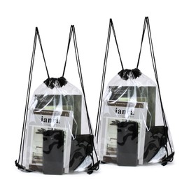 AdiStylinno Pack of 2 Backpack with Drawstring, Unisex Clear Drawstring Gym Bag, Foldable Swimming Bag, Waterproof Sports Bag, Adjustable Lightweight Gym Bag for Sports Swimming, black