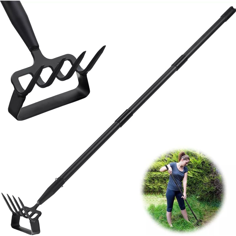 Nicecho Garden Cultivator Weed Stirrup Hula Hoe Rake with 37"~62"