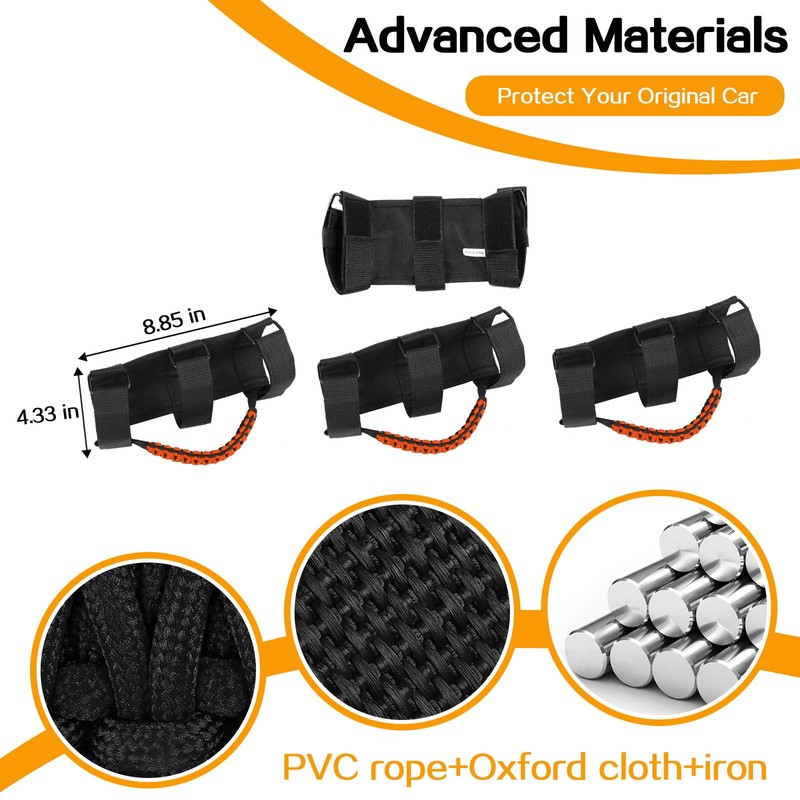 Hoolcar 4 x Roll Bar Grab Handles Paracord Grip Handles