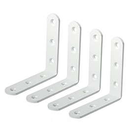 Alise 4 Pcs Shelf Bracket Stainless Steel Brackets Heavy Duty Corner Brace Support Fastener Wall Hanging,JM80W-4P White Finish