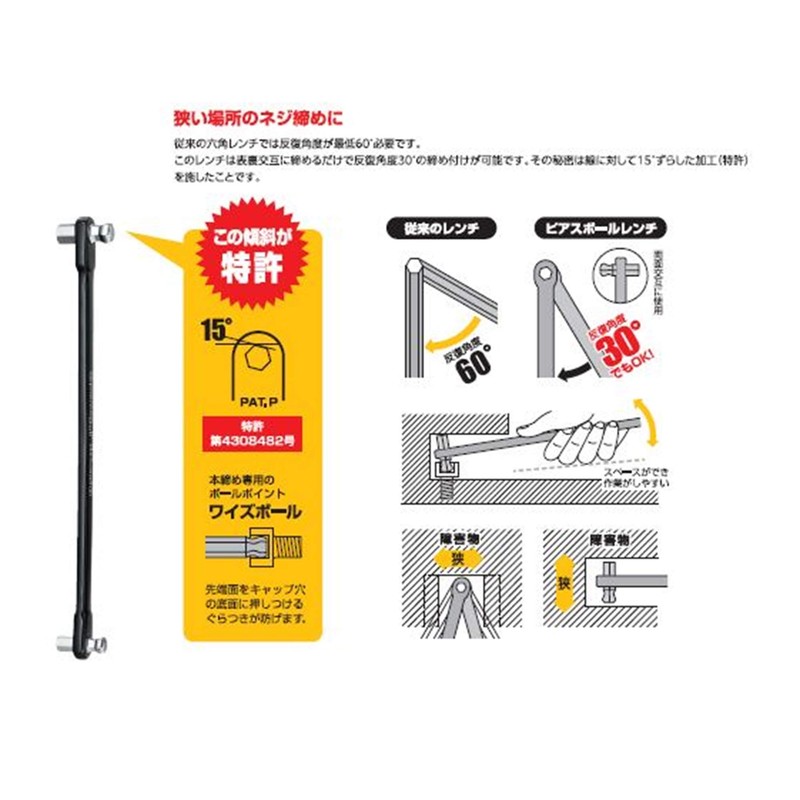 Wise PIS358 Piercing Ball Wrench A Set (3/5/8)/Great for Small