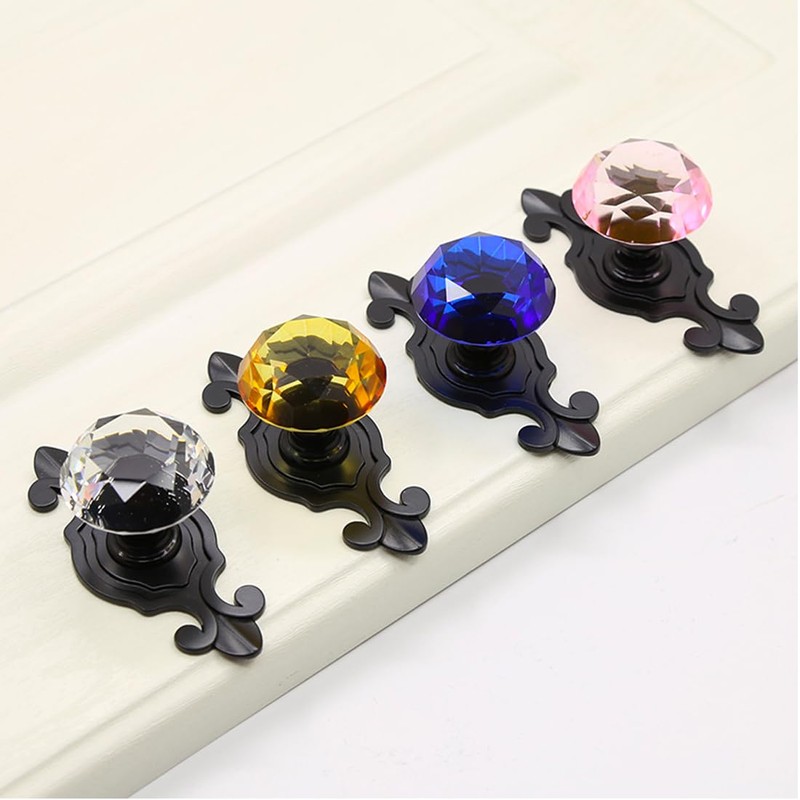 Kelier Crystal Glass Cabinet Knobs, [8 Pack] Elegant Diamond Drawer