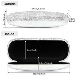 Soleebee Glasses Case Hard Case, Bling Rhinestone Hard Shell Glasses Case Glasses Box Portable Glasses Organiser Travel Glasses Box Storage for Women Glasses Sunglasses, silver