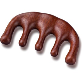 Amaxiu Peine de masaje de madera, peine de cuero cabelludo con cabeza de sándalo, peine de dientes anchos estáticos para cabeza del cuero cabelludo, peine estimulador de cuero cabelludo, peine Gua