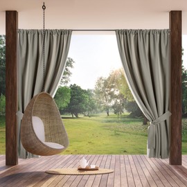 Eurofirany GARDEN Outdoor Curtain with Rod Pocket - 1 pc. Sun Protection, Privacy Screen, Windproof, Waterproof Curtain for Patio, Gazebo, Pergola, Porch, W61" x L79", Cappuccino