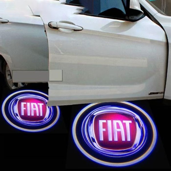 2Pcs Custom fit Fiat Logo LED Projector Car Door Step