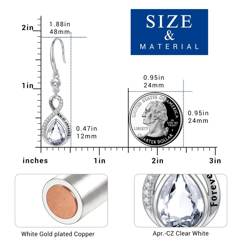 Eusense Birthstone Dangle Earrings for Women Infinity Pear-shaped Stone Drop