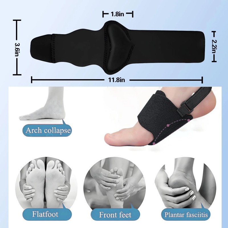 Hanzoto Arch Support Sleeves Brace Pair Adjustable Compression for Plantar