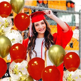 Graduation Decorations Red Gold 2024/Red Gold Graduation Party Decorations 2024 USC/Red Gold Balloons of 30pcs for Birthday Party/Christmas/Wedding/Red Gold Graduation