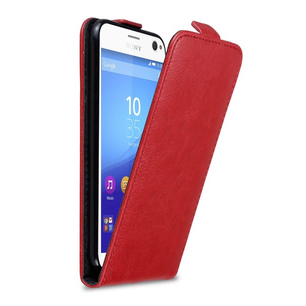 Cadorabo Protective Book-Style Case for Sony Xperia C4 in Apple Red with Magnetic Closure