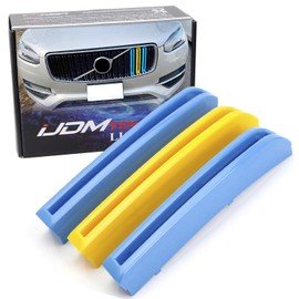 iJDMTOY Exact Fit Sweden Flag Color Grille Decoration Insert Trims Compatible With 2016-2019 Pre-LCI 2nd Gen Volvo XC90 Front Grill (Color: Blue/Yellow/Blue)
