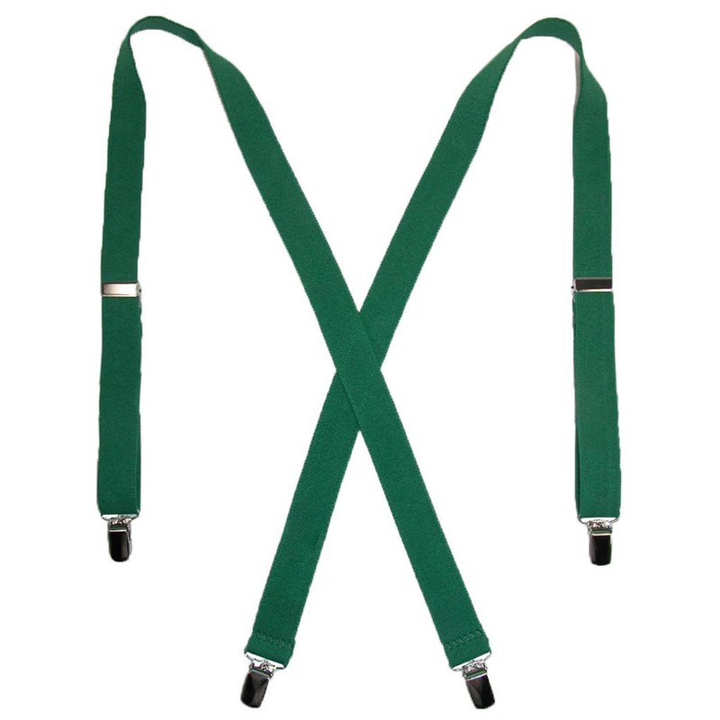 Women's Elastic Clip-End 25 mm Basic Braces, Kelly Green