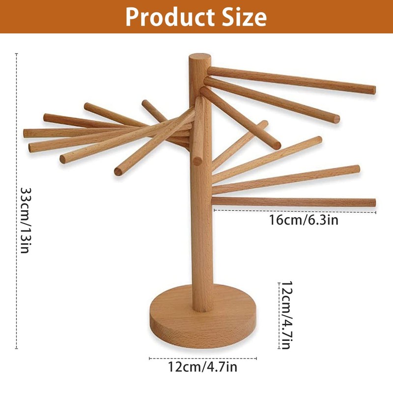 Collapsible Pasta Drying Rack, Wood Pasta Dryer Rack,Large Capacity Spaghetti