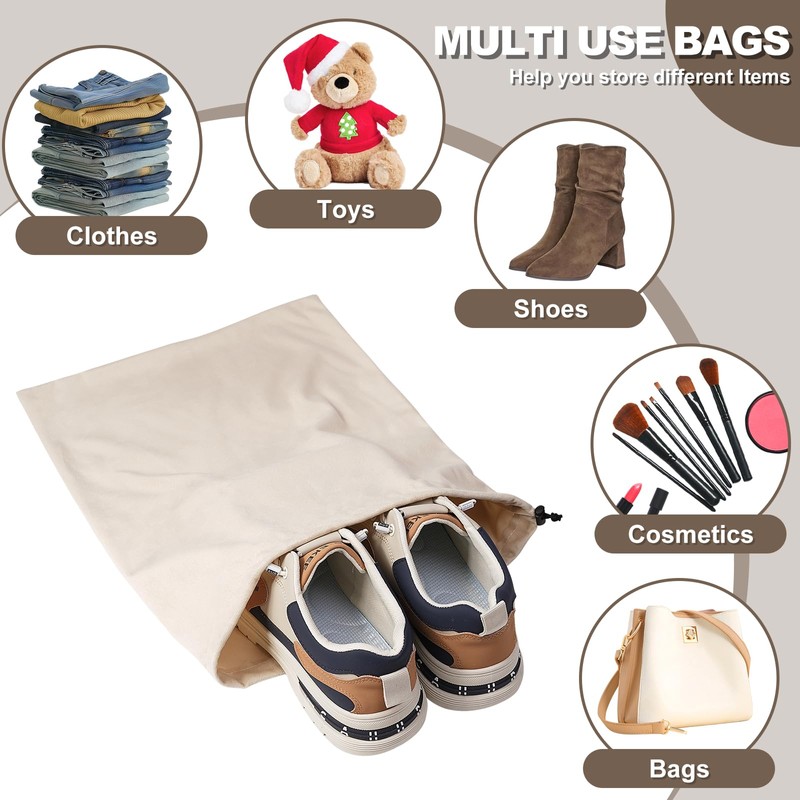 5 Pack Shoe Bags for Travel, Washable Dust Bags Drawstring